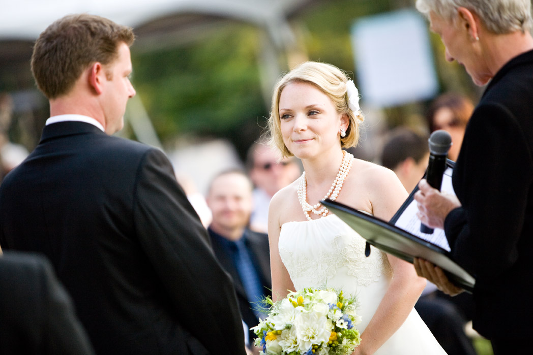 outdoor wedding ceremony at Brock House in Vancouver