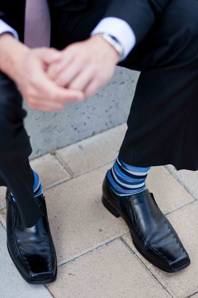 groom photo, striped socks, harry rosen, detail