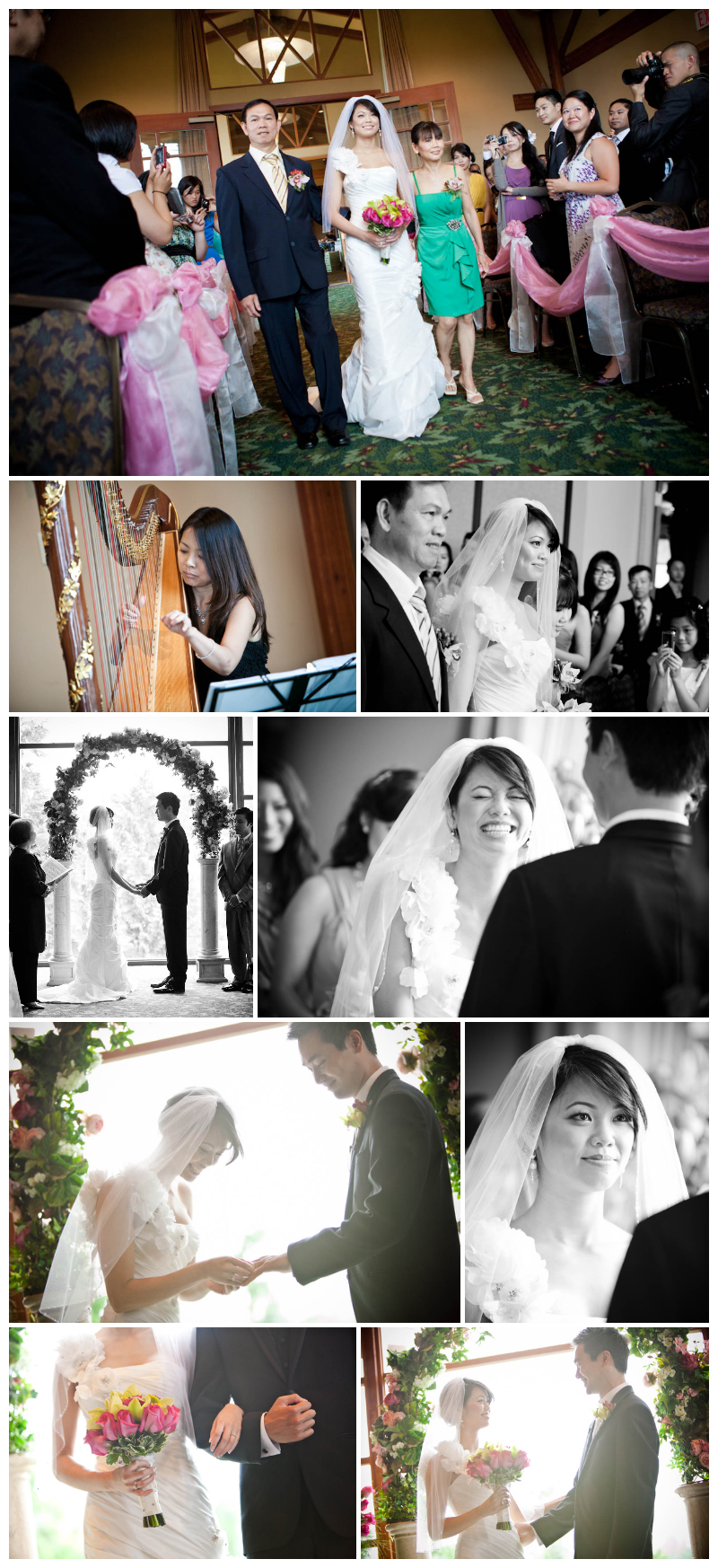 ceremony, westwood plateau, wedding ceremony, coquitlam, indoor, golf course, harp, vows, wedding photos, wedding photography
