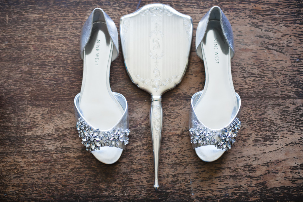 wedding shoes and grandmother's heirloom mirror