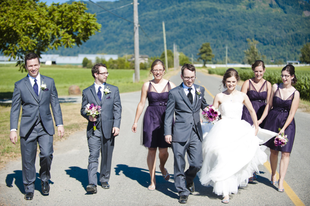 wedding party on road abbotsford