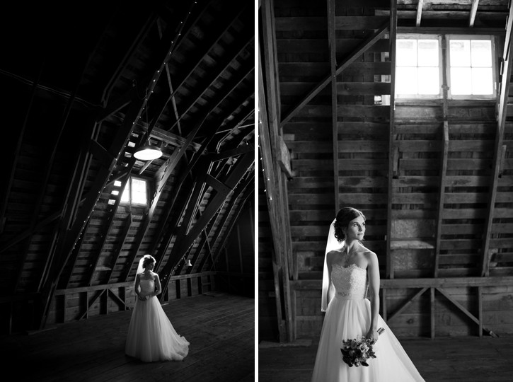 bride in barn at saar bank farms wedding chilliwack