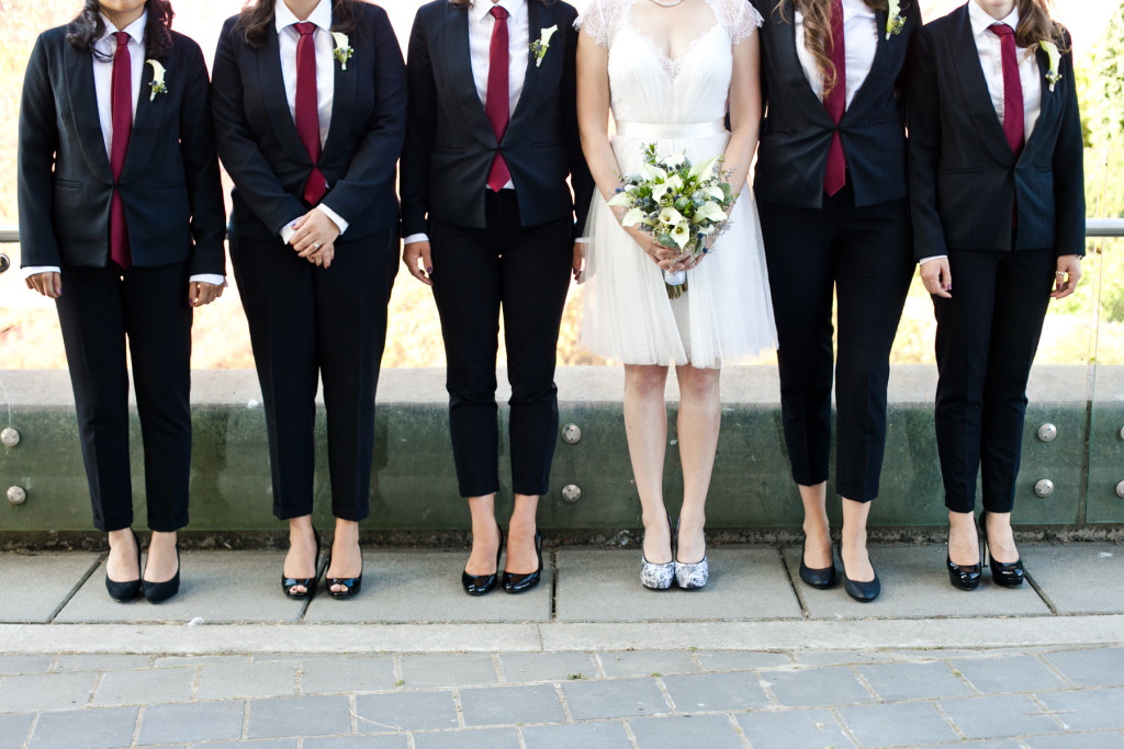 bridesmaids in suits lgbt wedding