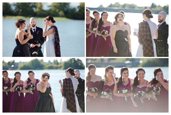 outdoor lesbian wedding ceremony at UBC Boathouse Richmond