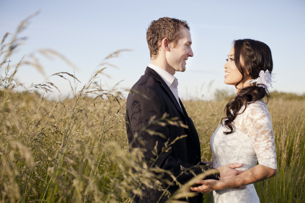 vancouver engagement session in field of tall grass