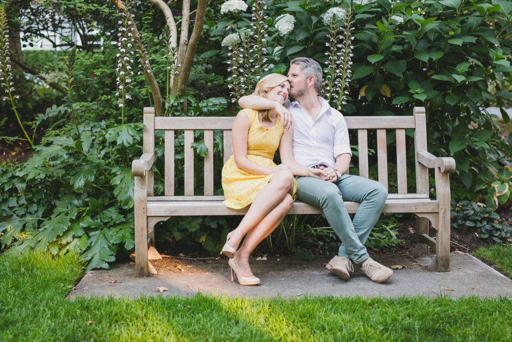 couple on park bench roedde house museum vancouver