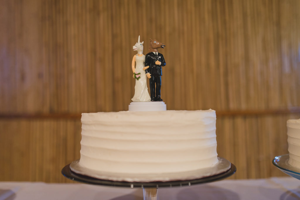 unicorn and horse wedding cake topper