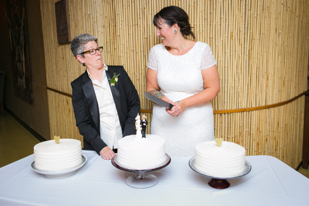 tattooed bride, rock n roll bride, edgy same-sex wedding