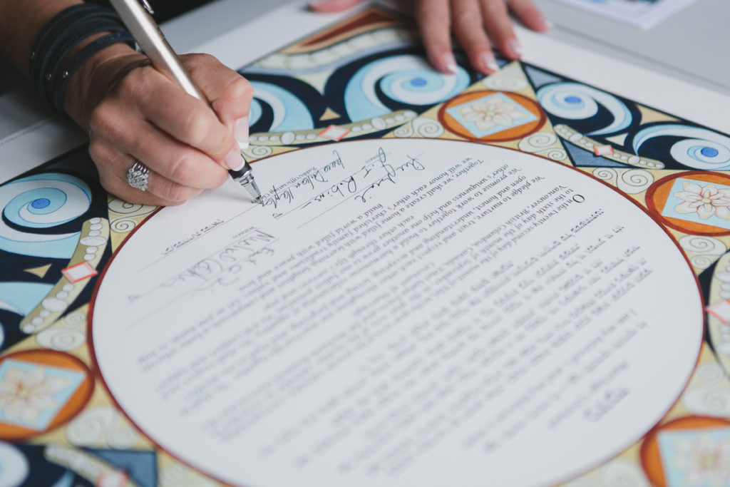 ketubah signing detail, jewish wedding vancouver