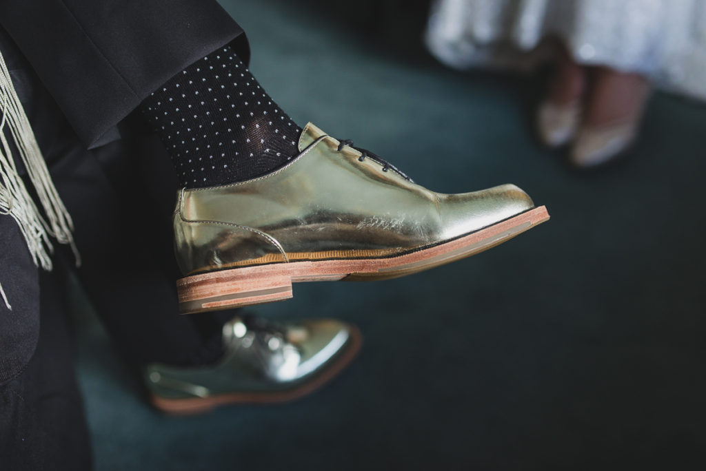 lesbian wedding vancouver, gold wedding shoes