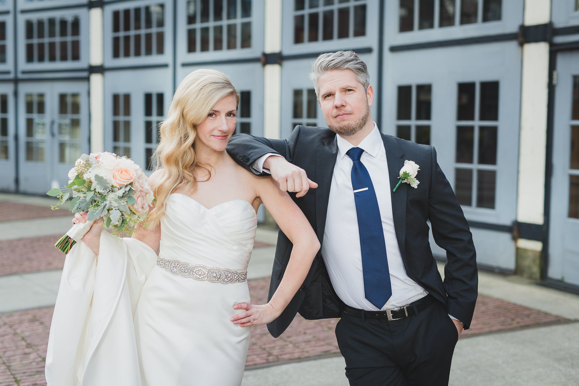 casual bride and groom portrait vancouver, bouquet by budget blooms