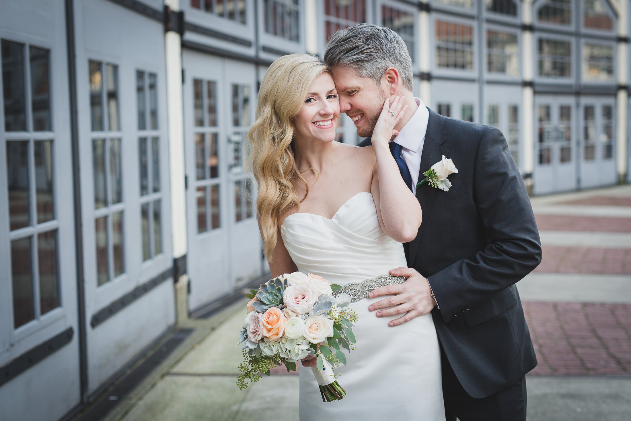 fun bride and groom portrait roundhouse vancouver in yaletown