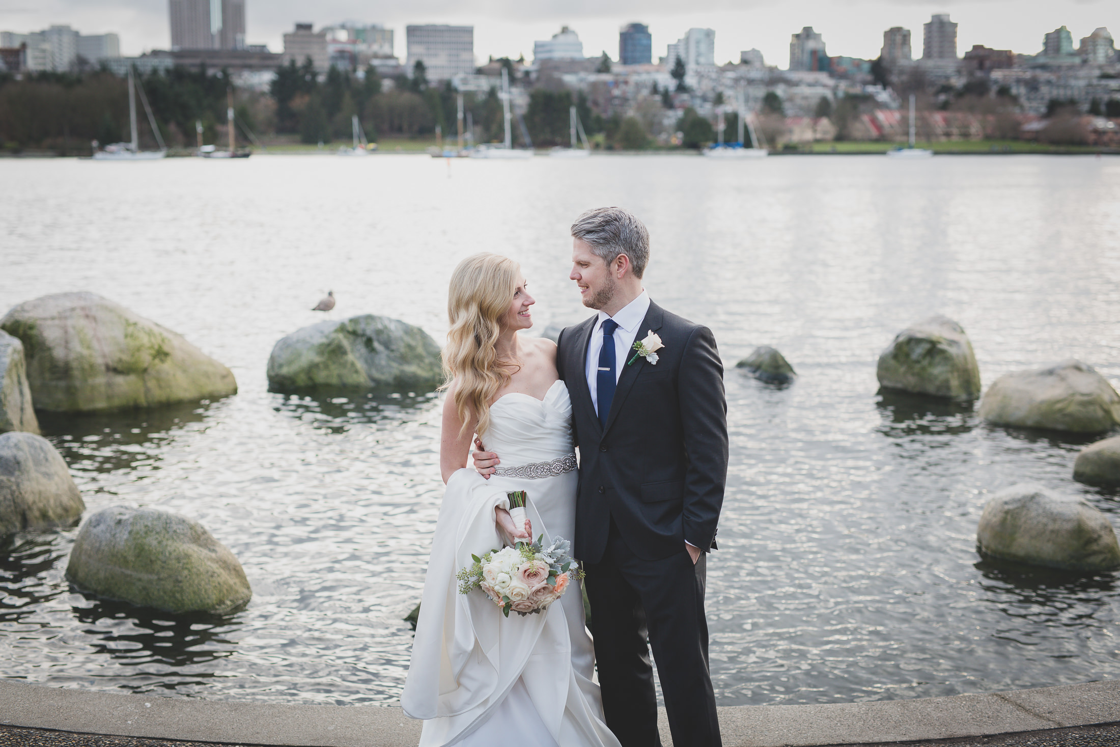 coal harbour wedding portrait bride and groom