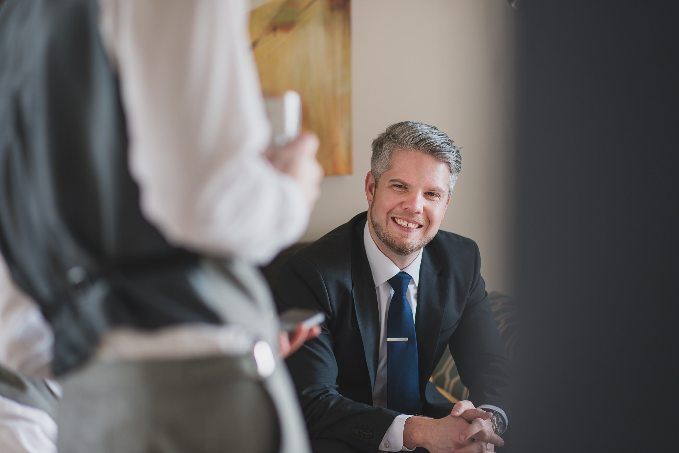 west end wedding casual groom