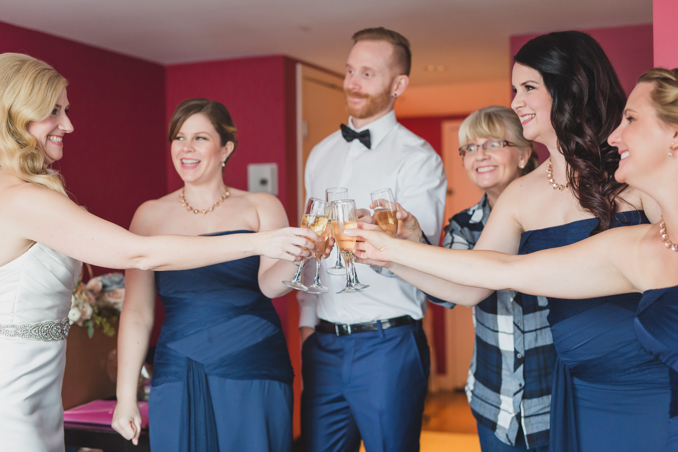bridal party wedding toast at opus hotel vancouver