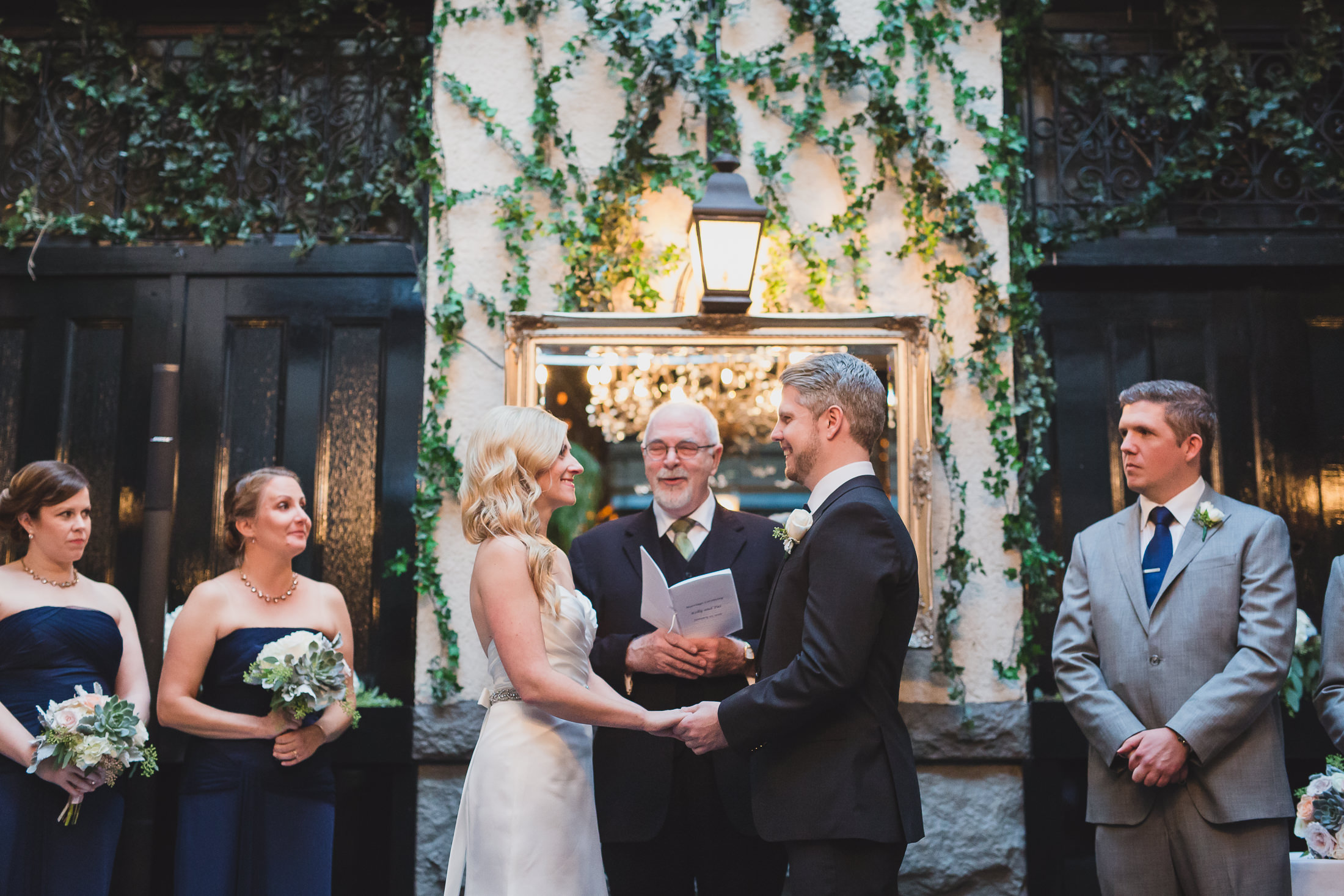 winter evening wedding ceremony at brix vancouver