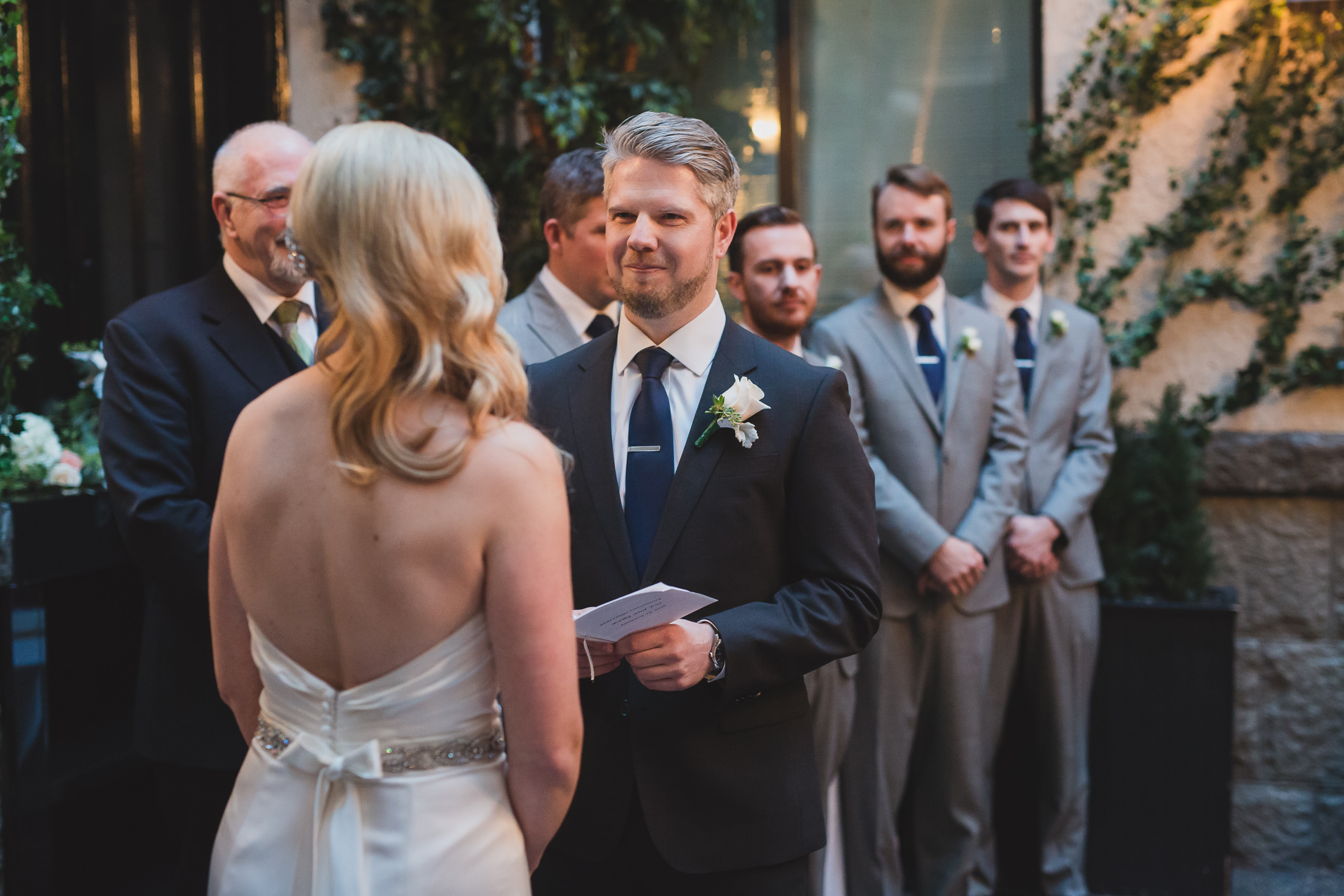 groom vows vancouver winter wedding at brix