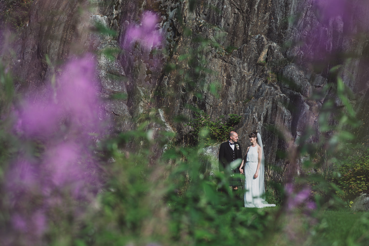 Offbeat wedding photography Squamish rock wall