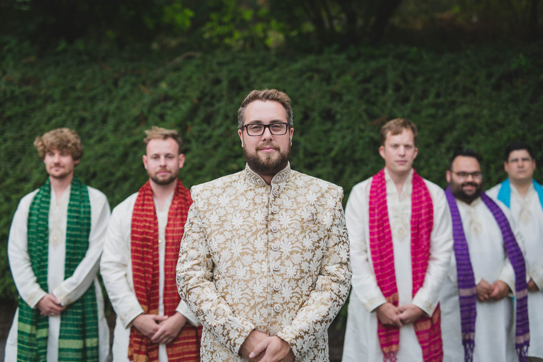 groom and groomsmen portrait at vancouver fusion wedding