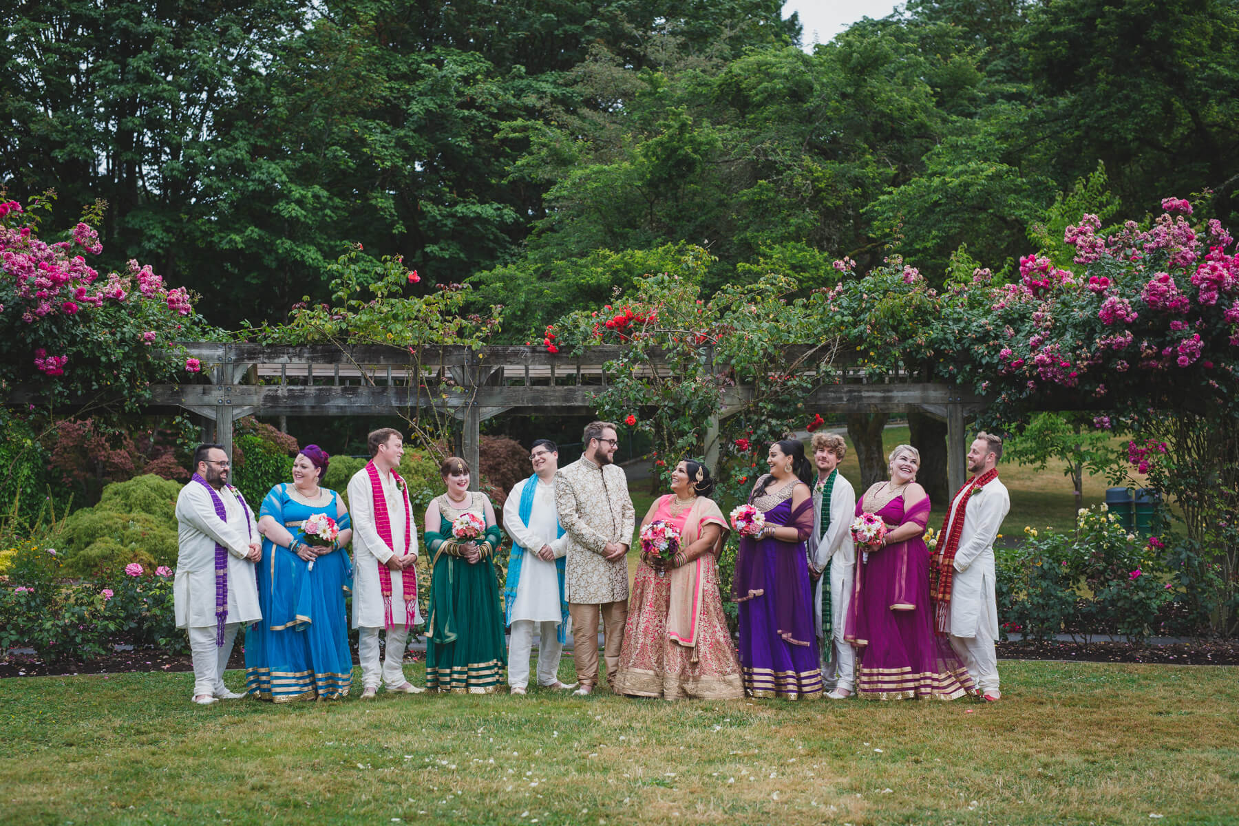 fun wedding party portraits burnaby mountain