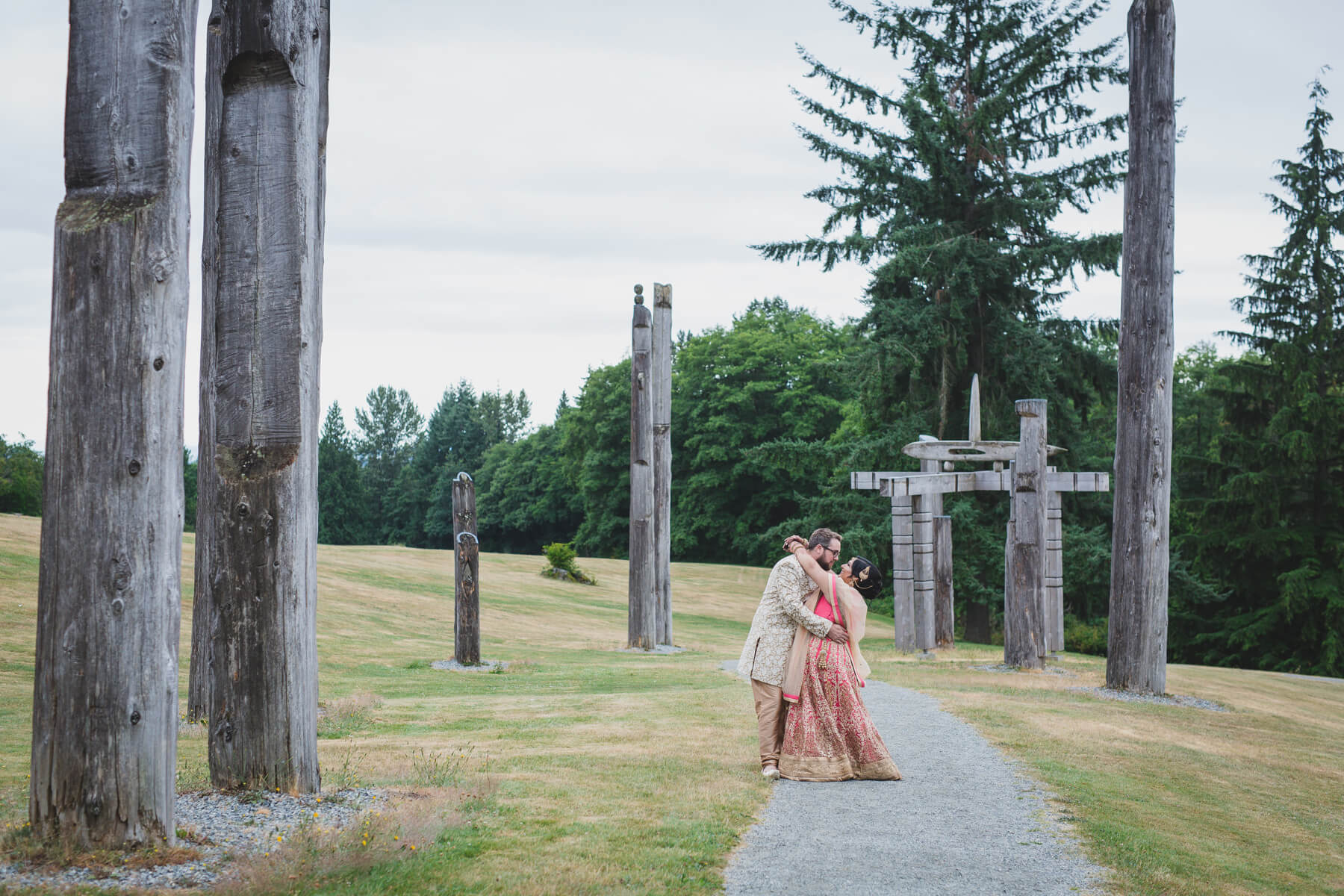 bride and groom portrait burnaby mountain wedding