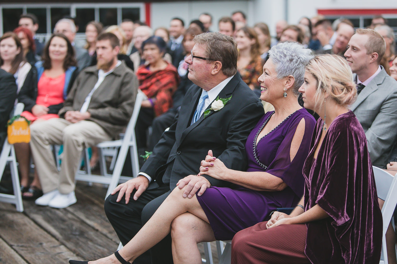 parent reactions during wedding ceremony in steveston
