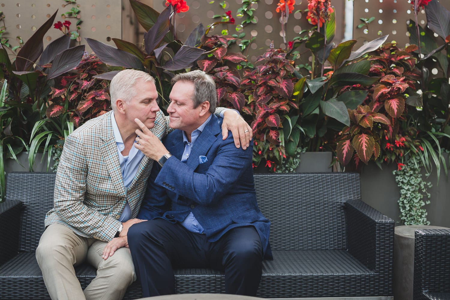 gay wedding couple portraits at vancouver club rooftop
