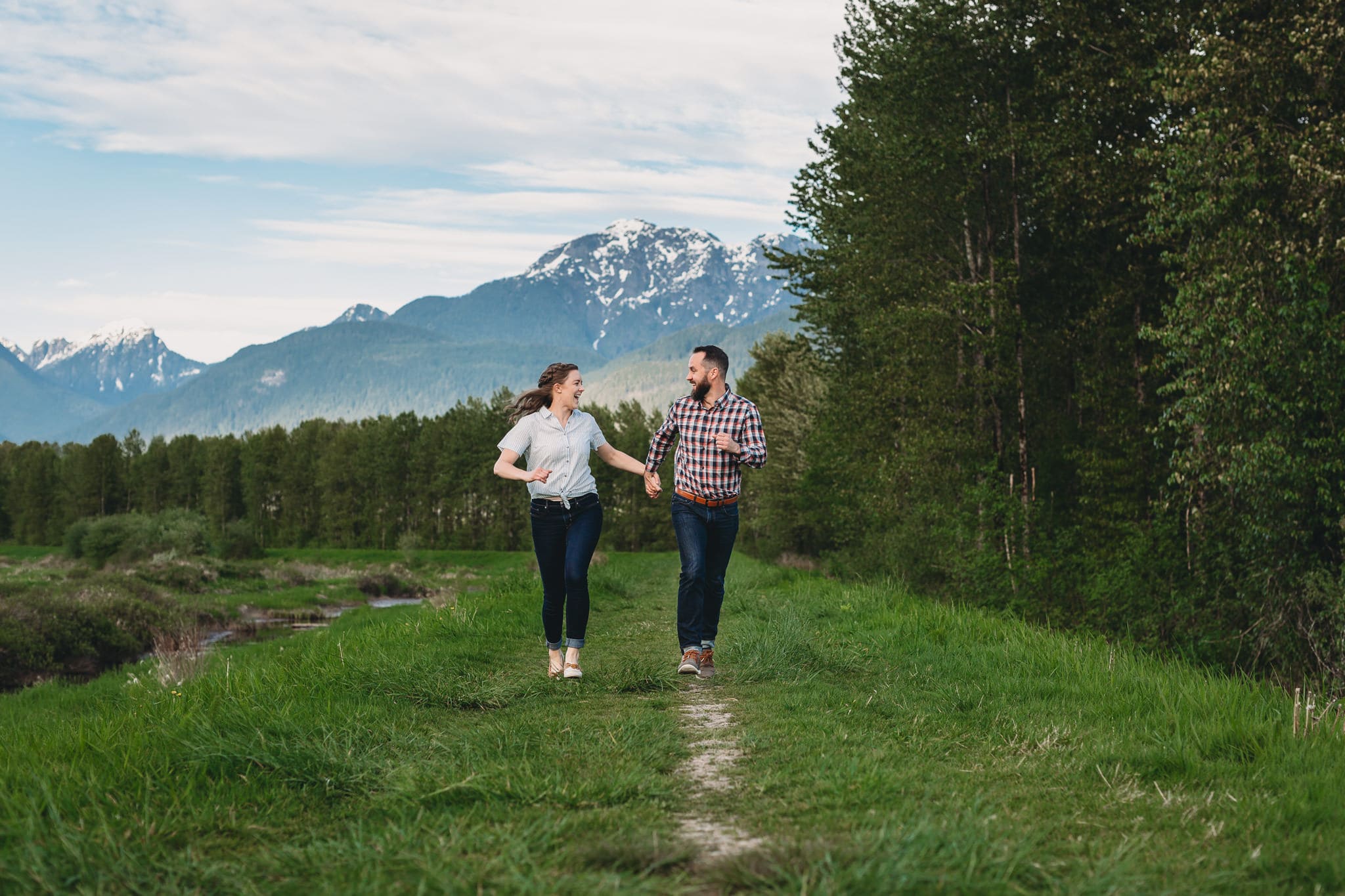 fun and casual couples session at pitt lake in pitt meadows