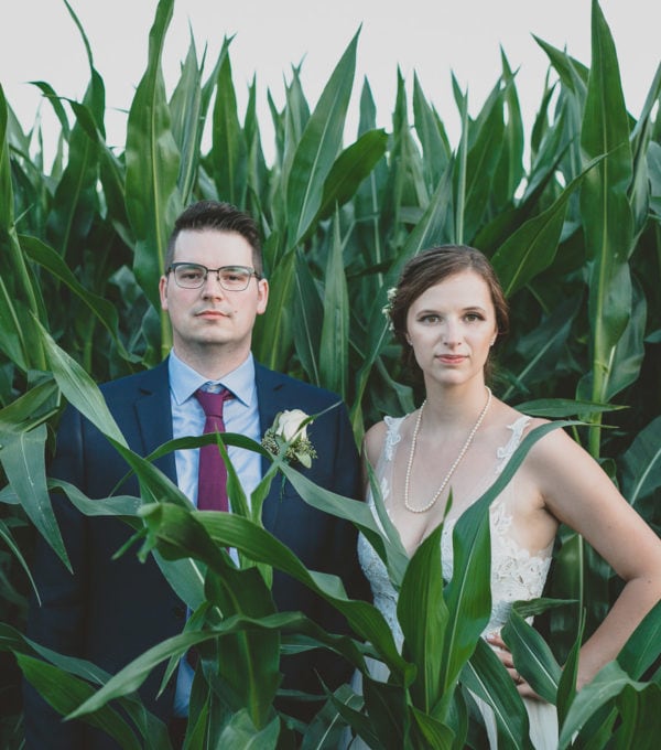 couple in cornfield at fraser valley wedding