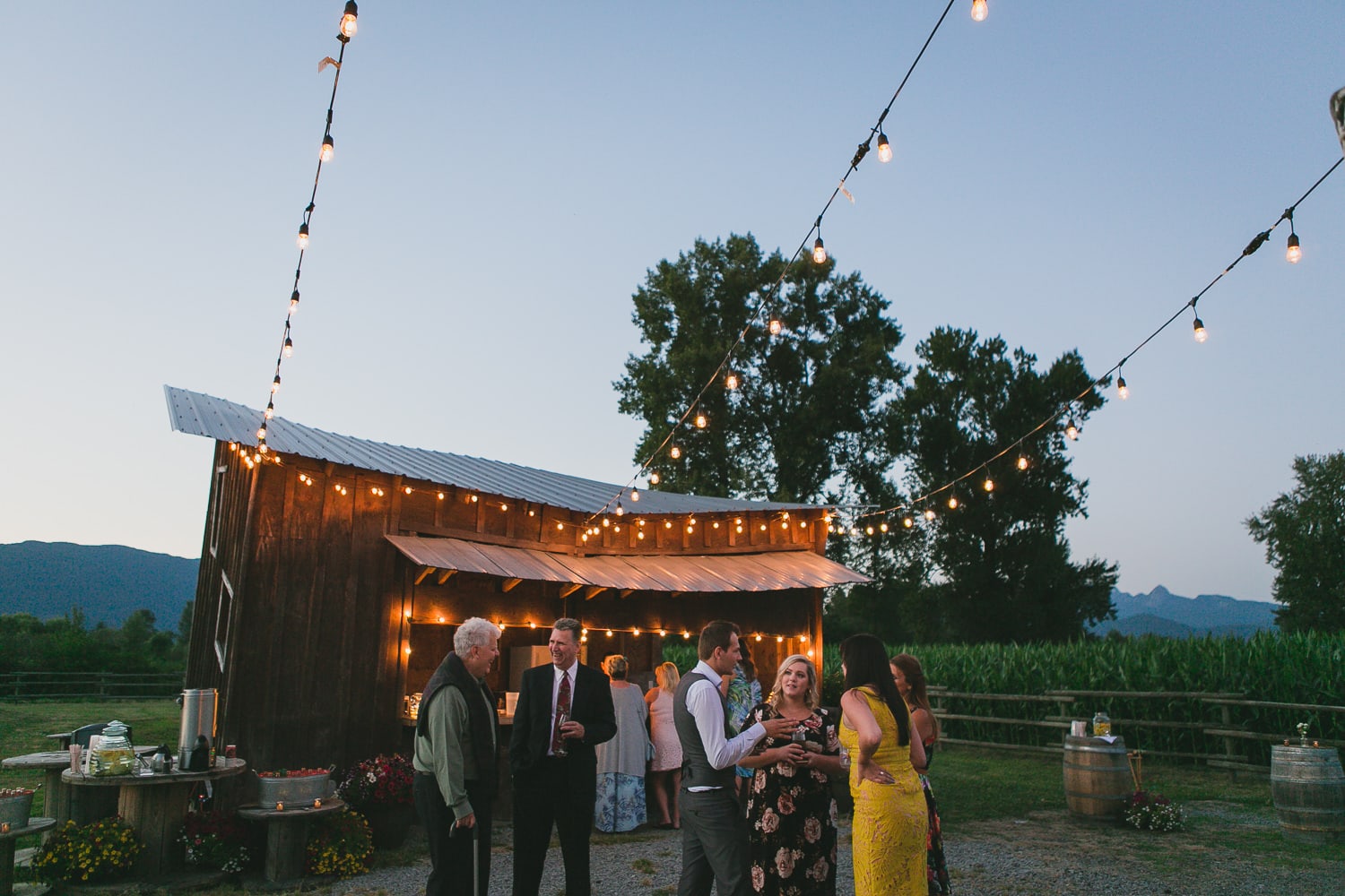 outdoor reception at hopcott farms barn wedding fraser valley