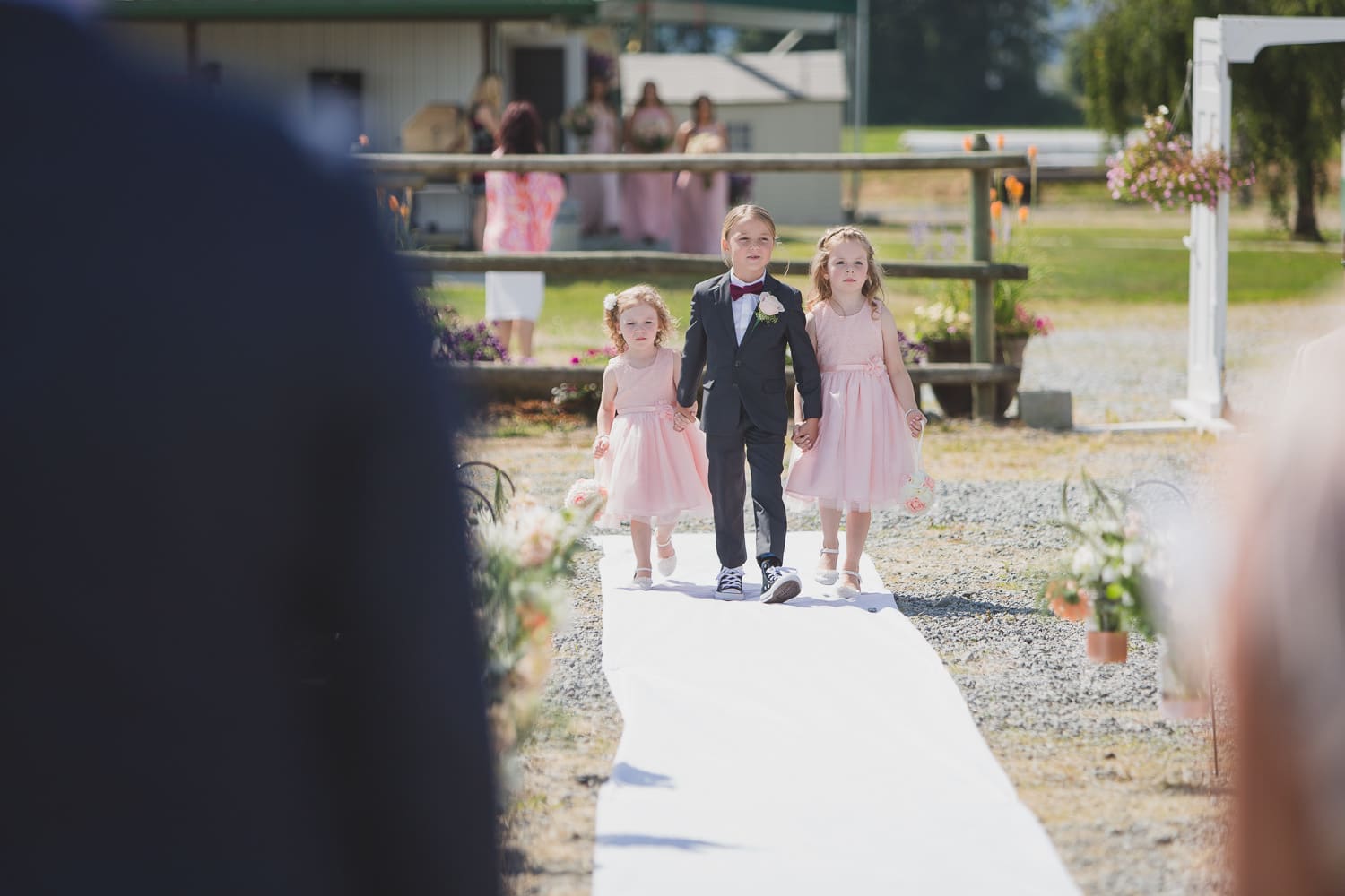 Cool flower kids and ring bearer at pitt meadows fraser valley wedding ceremony