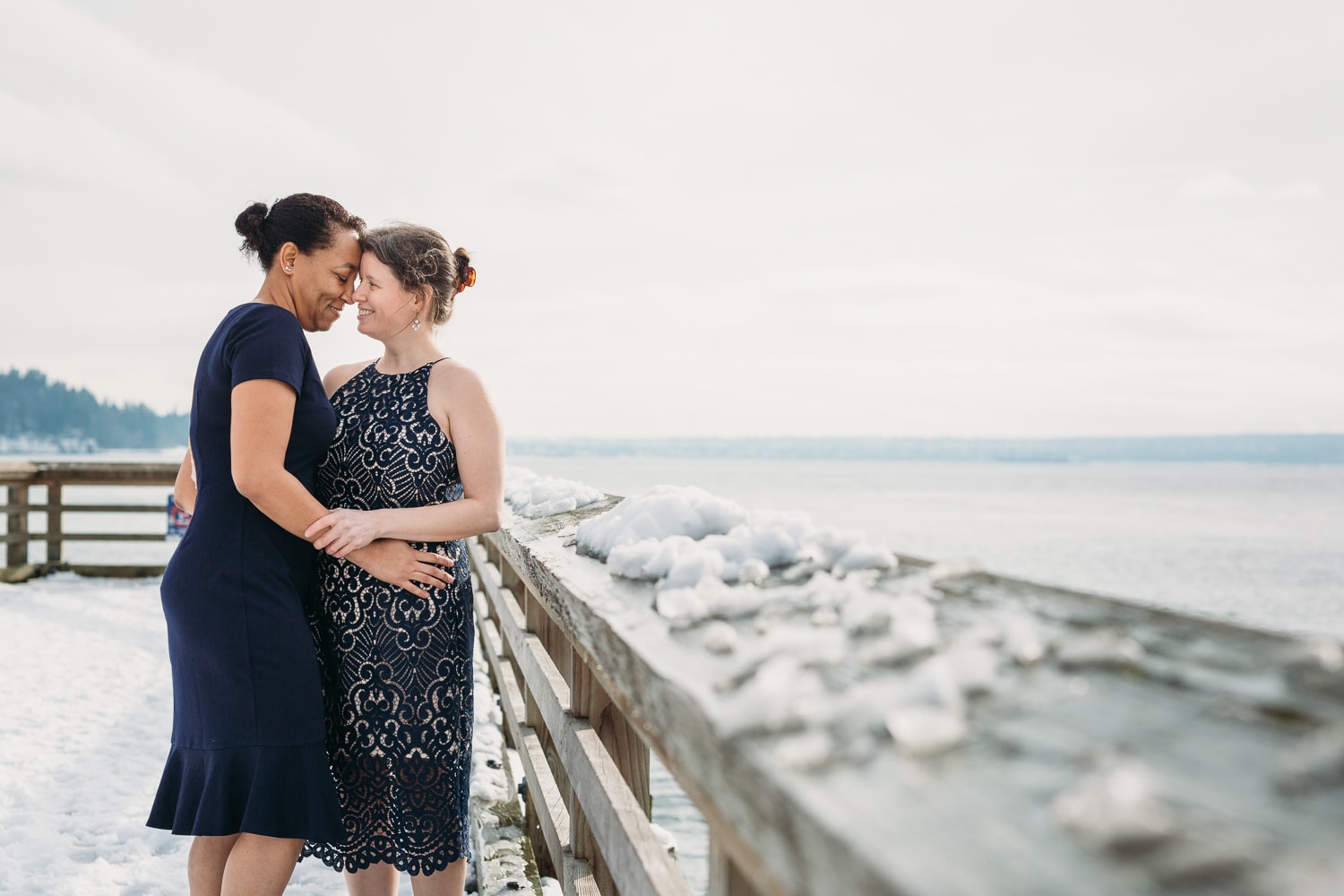bipoc lgbtq couple at ambleside wedding portraits in west vancouver