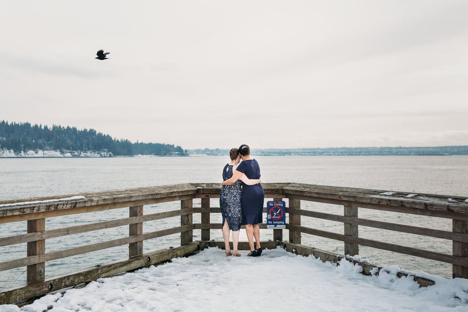ambleside beach wedding portrait on pier