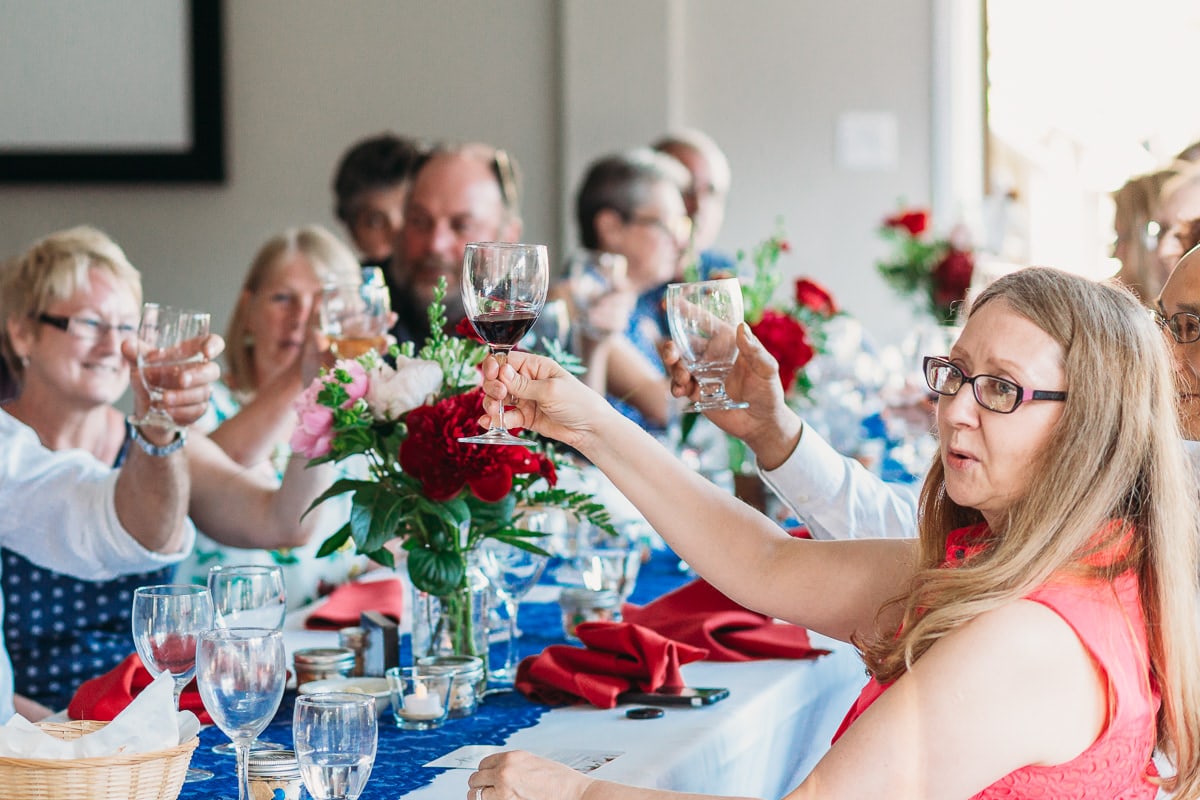 toasts at camp alexandra wedding reception