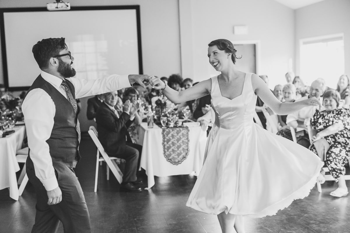 swing dance at wedding couple's first dance