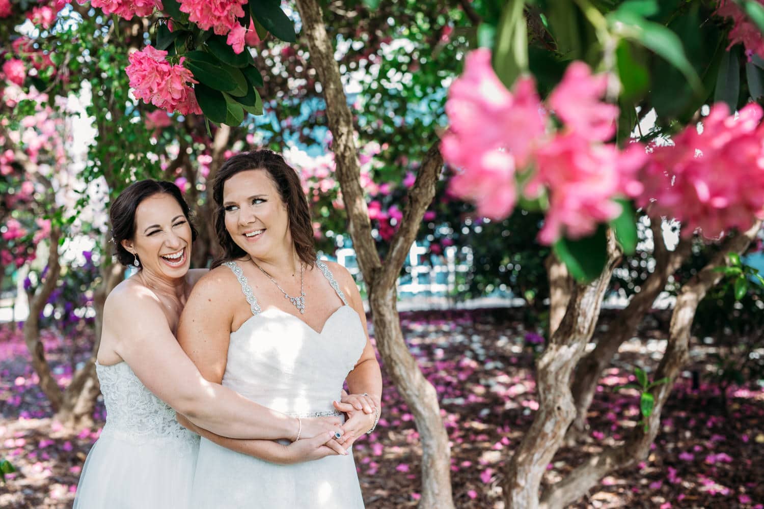 two brides wedding portraits at shadbolt centre in burnaby