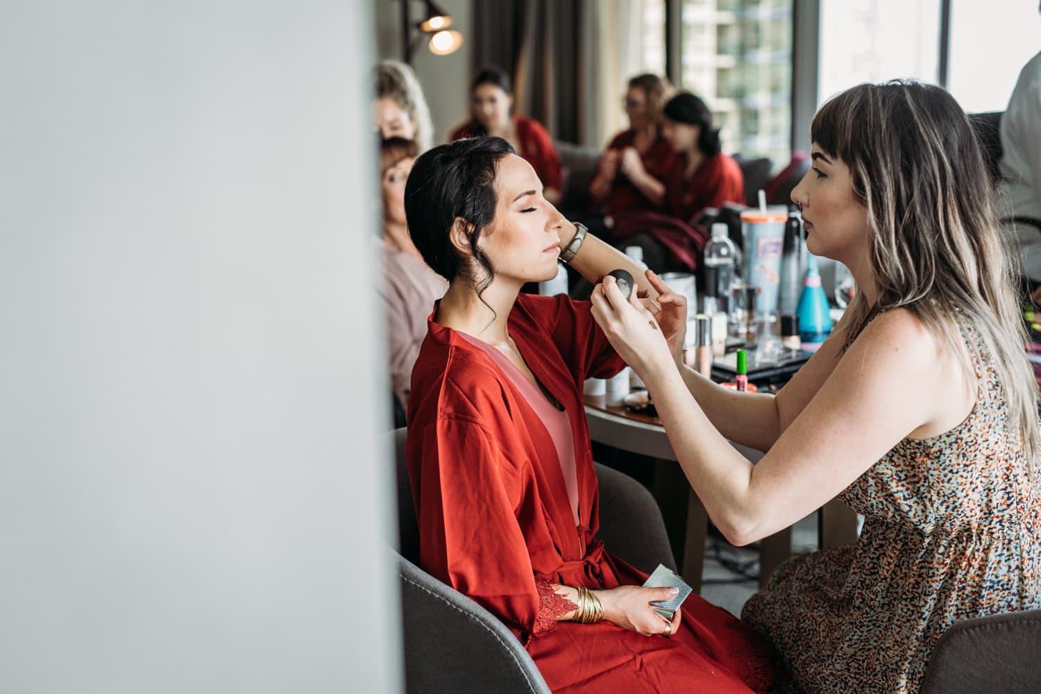 rose quartz beauty wedding makeup for bridesmaid