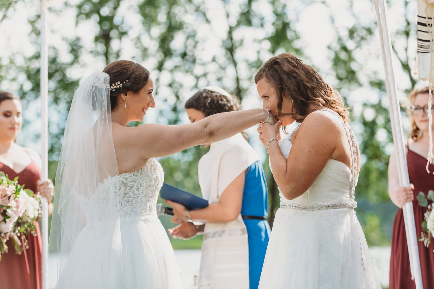 two brides at jewish wedding ceremony in vancouver