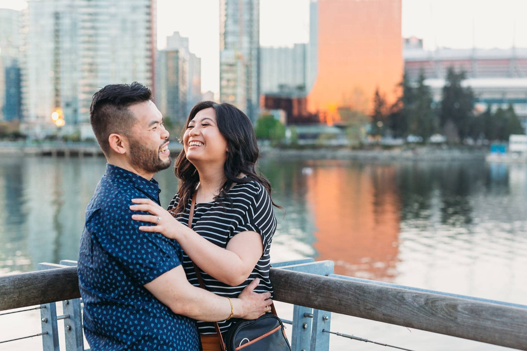 playful and casual urban engagement session in vancouver